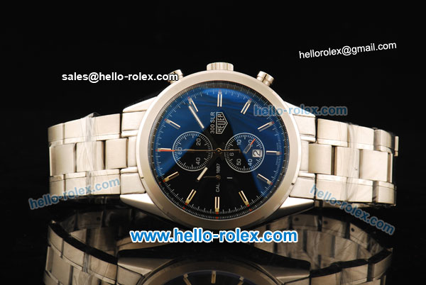 Tag Heuer SLR Chronograph Quartz Movement Full Steel with Blue Dial and Stick Markers - Click Image to Close